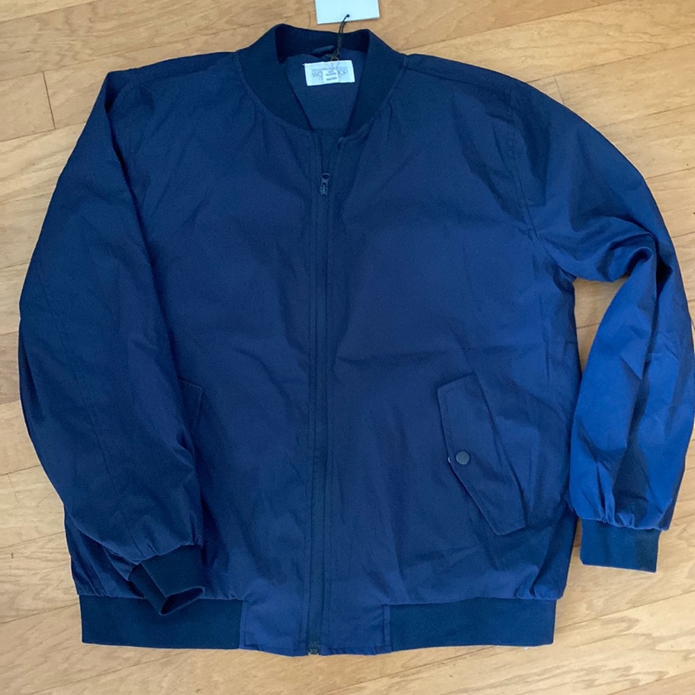 Mens Large Navy Blue Zip Up Jacket New With Tags Size Large Mint Condition